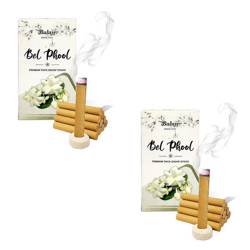 Balaji Bel Phool Premium Thick Dhoop Incense Sticks for Aroma & Smoke, Extra Freshness, Home Temple Worship, Peace, Purification, Atmosphere Positivity Pack of 3 (10 Sticks Per Box)