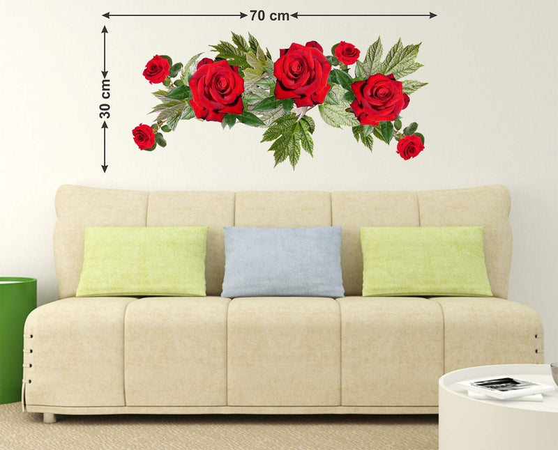 Tuffuk Red Roses Large Vinyl Wallstickers for Home Decorations(30 cm x 70 cm)4TZ304