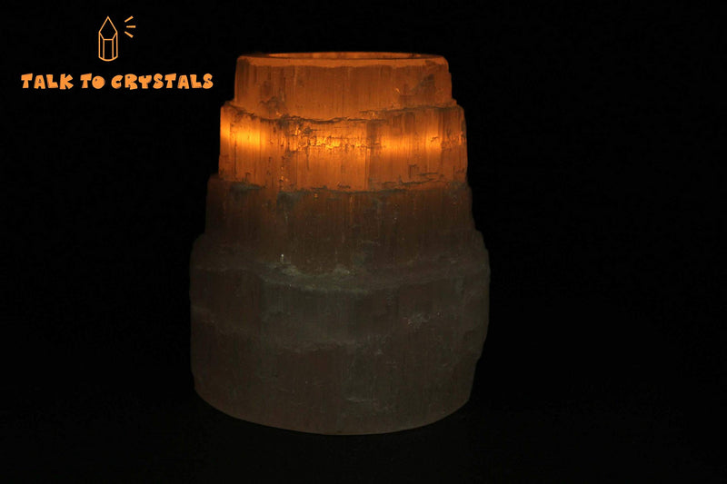 Talk To Crystals Mountain Shape White Selenite Candle Holder