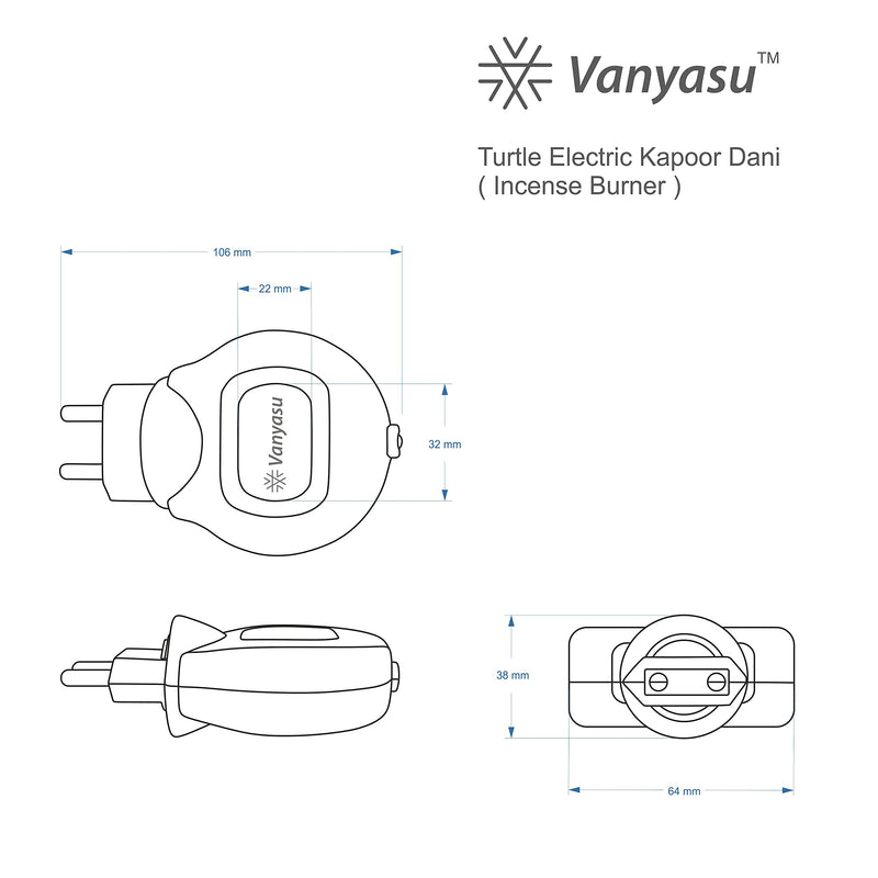 Vanyasu Turtle Electric Kapoor Dani, Slow Camphor Burner, Heavy Duty, Long Lasting for Room Freshener (Mustard Gold, 1)