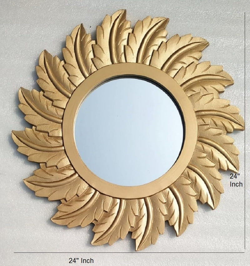 Vas Collection MDF Mirror Frame for Wall Decor,Bedroom,Living Room,Bathroom & Hallway (Gold)