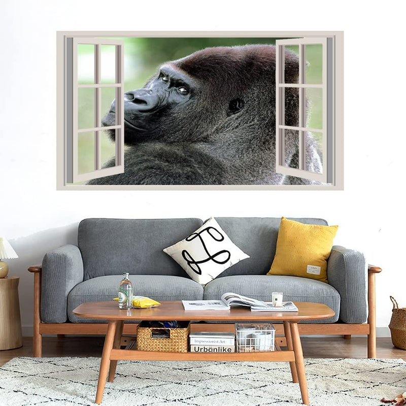 GADGETS WRAP Printed Wall Decal Sticker Fake Window Style Decal (90cm x 50cm) - Primates