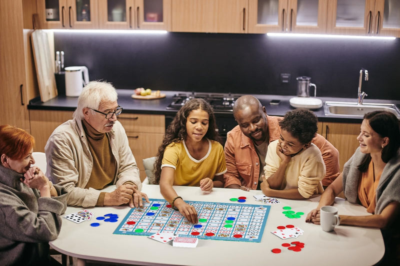 Chanak Make A Sequent Board Game, Sequence Board Game, Strategy & Logic Challenging Game with Foldable Board, Plastic Chips & Cards, for Kids Above 7 Years (BIS Approved).