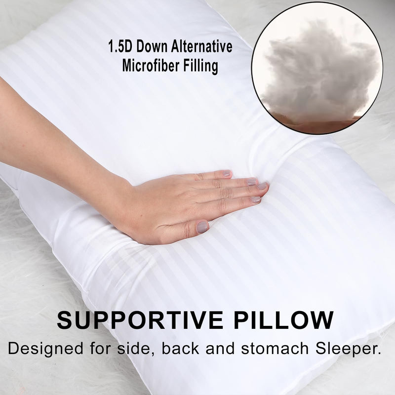 AVI Luxury Hotel Collection Microfiber Filled Bed Pillows for Sleeping, Super Soft Pillow Fillers for Back, Side, and Stomach Sleepers, 20 x 30 Inches or 51 x 76 CM Set of 6