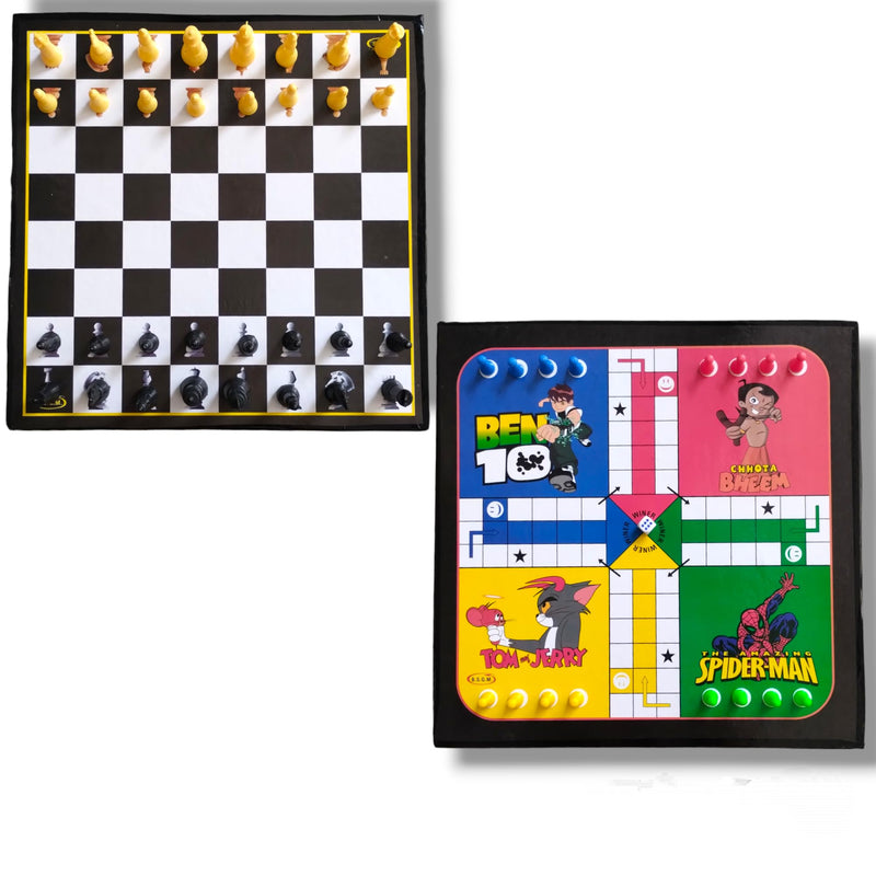 RMP Carrom Board for Kids 20 inches, Smooth Surface, Glossy Finish Carrom Board with Carrom Coins, Striker 15gm and Magic boric Powder with Chess Board and Ludo Board Game.