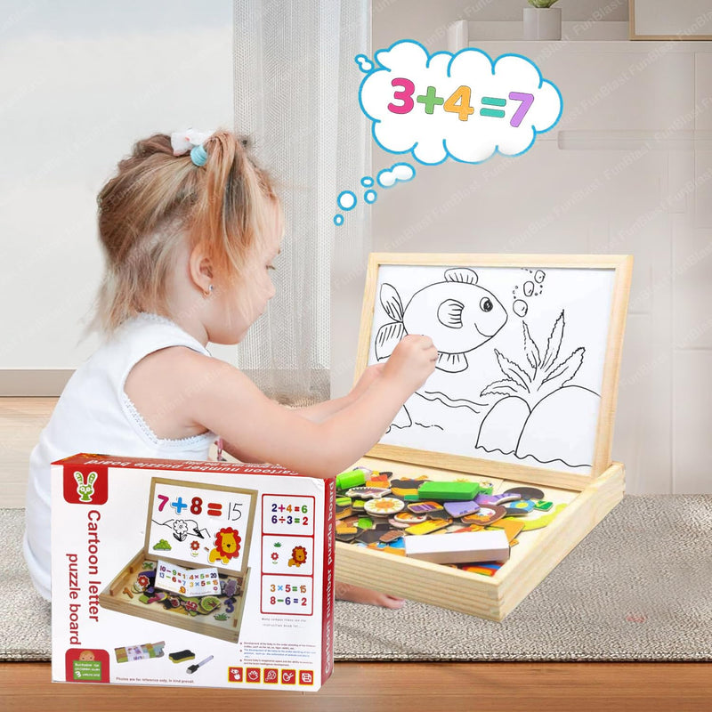 FunBlast Multifunctional Magnetic Wooden Chalkboard Kids Educational Toys Game Whiteboard Blackboard Drawing Toys for Children,Size- 30*23 cm