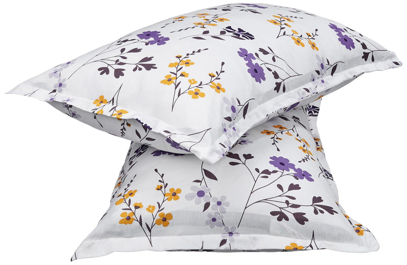 Amazon Brand - Solimo Floral 180 TC Cotton King Size Bedsheet (Purple)