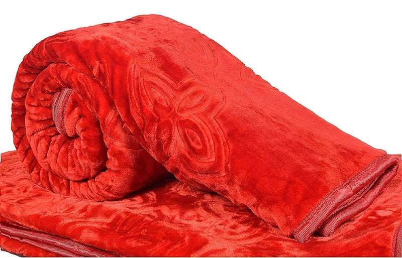 Akash Group Double Bed Mink Blanket King Size Heavy Winter Mink Soft AC Room Fleece All Weather Warm kambal -Red