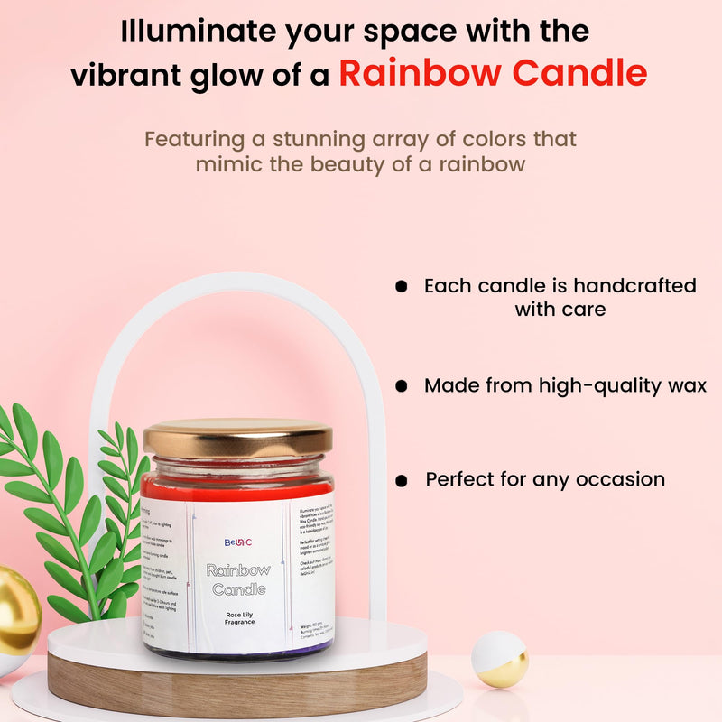 BEUNIC Rainbow Scented Jar Candle|Pride LGBTQ+ Fragrance|Birthday Gift|Home Decor|Candle for Rainbow Enthusiasts| Pack of 2