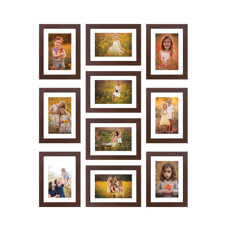 Amazon Brand - Solimo Synthetic Collage Set Of 10 Brown Photo Frames (6 X 8 Inch - 10), Rectangular, wall mount