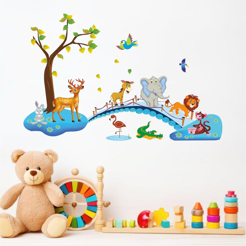 Art's Cafe | Baby Elephant Bathing 3D Wall Sticker Decorative for Kids Room Play School (17.5 x 20.5 inch)