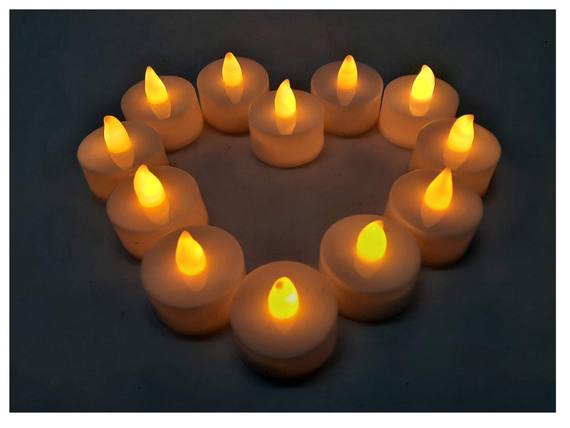 AFTERSTITCH Tea Lights Candles with Battery Set of 24 Decorative Artificial Led Diya for Diwali Lighting Romantic Dinner Party Bed Room Home Decoration Lamps Smokeless Flameless Reusable