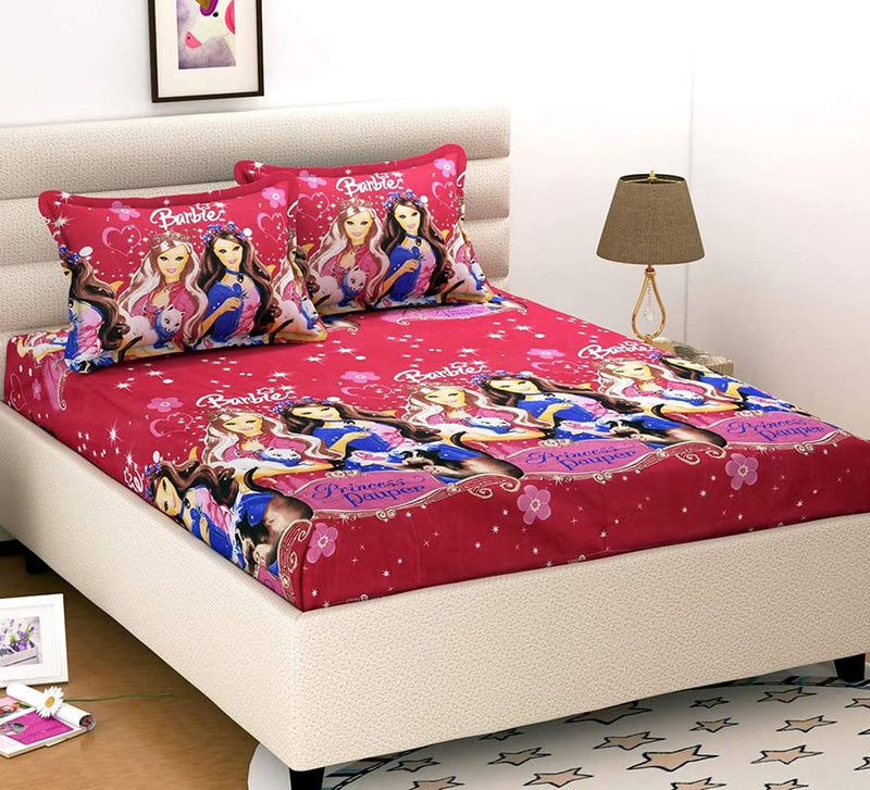 Vaastu Furnishings Prime Collection 144 TC Polycotton 3D Printed Double Bedsheet with 2 Pillow Covers (Multicolour, Size 87 x 87 Inch) - Blue with Red & White Flower 3D1