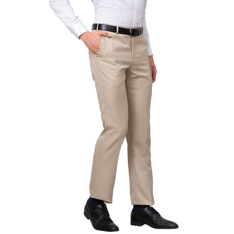 Park Avenue Men's Smart Fit Polyviscose Blend Flat Front Structure Pattern Fawn Formal Trouser (Size: 34)-PMTX07537-F4