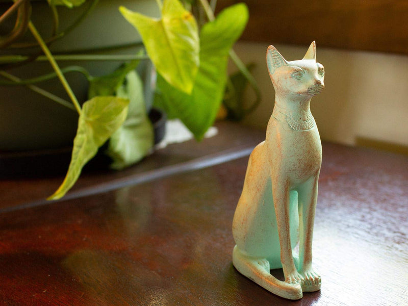 Discoveries Egyptian Imports Patina Bastet Cat Statue - Made in Egypt - 5" Tall