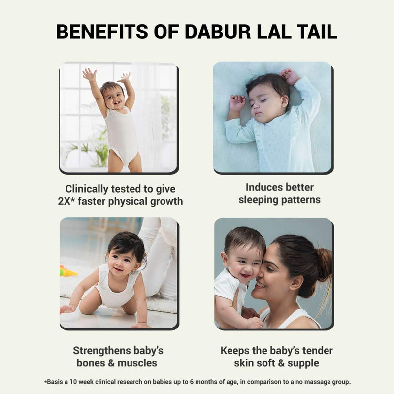 Dabur Lal Tail : Ayurvedic Baby Massage Oil – 500ml|Clinically Tested 2x Faster Physical Growth for Stronger Bones and Muscles