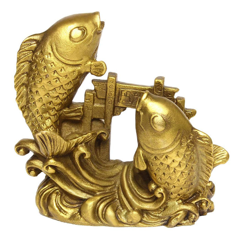 Chinese Handmade Brass Arowana Golden Fish Statue Home Decor Gift BS054