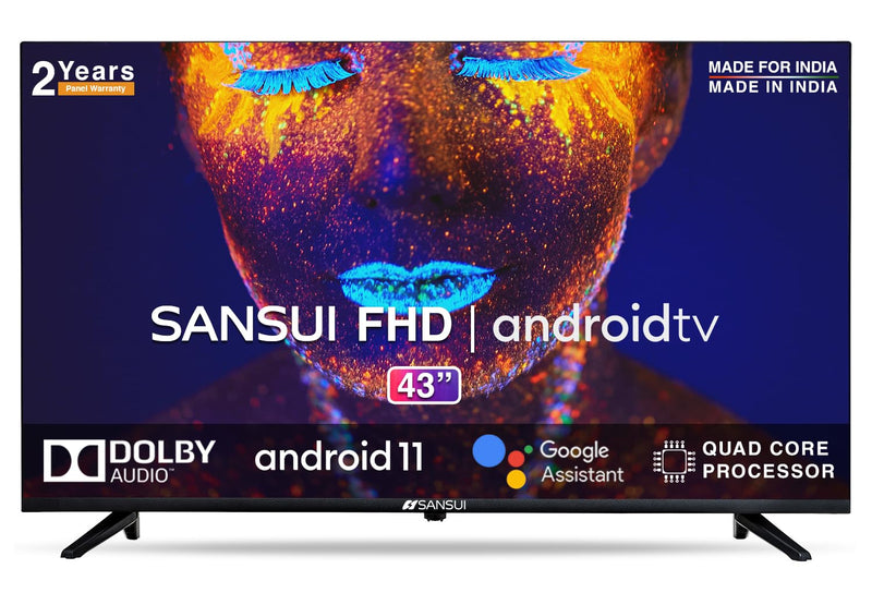 Sansui 109cm (43 inches) Full HD Certified Android LED TV JSW43ASFHD (Midnight Black) With Voice Search Smart Remote