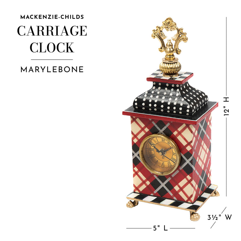 MACKENZIE-CHILDS Marylebone Carriage Clock, Tabletop Clock for Home Decor