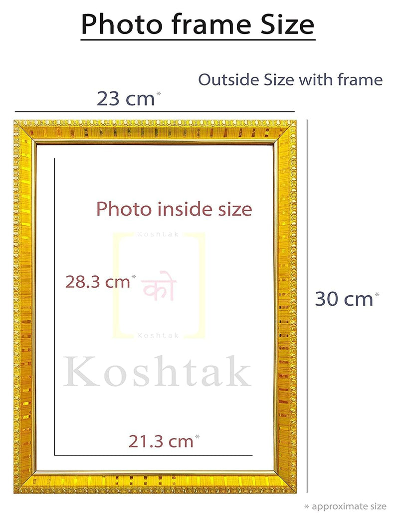 Koshtak Laxmi Ganesh/Lakshmi JI Standing & Ganesh Ji Sitting on louts photo frame with Laminated Poster for puja room temple Worship/wall hanging/gift/home decor (30 x 23 cm)………