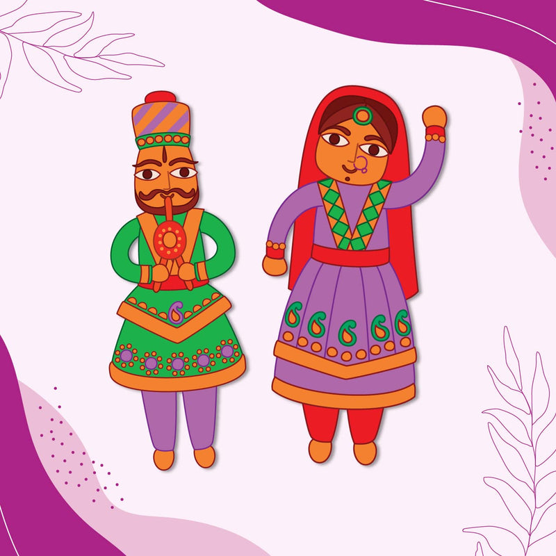 Bhai Please Rajasthani Couple Wooden Fridge Magnet