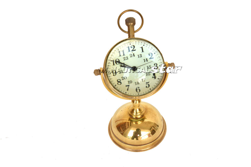 Table Top Clock Shiny Brass Handmade Antique Reproduction Double Said Home & Office Decor Clock