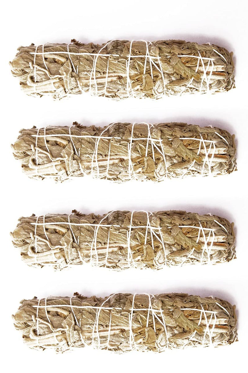 ESSENCIO Shop Pure Natural White Sage 4 Bundles Smudging Sticks (6-7 Inches) - Each Piece of 27-33 Grams Removes Negativity, PURIFY Aura