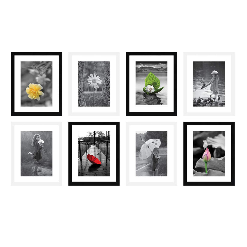 Amazon Brand - Solimo Collage Black & White Set of 8 Photo Frames (8 X 10 inch - 8)