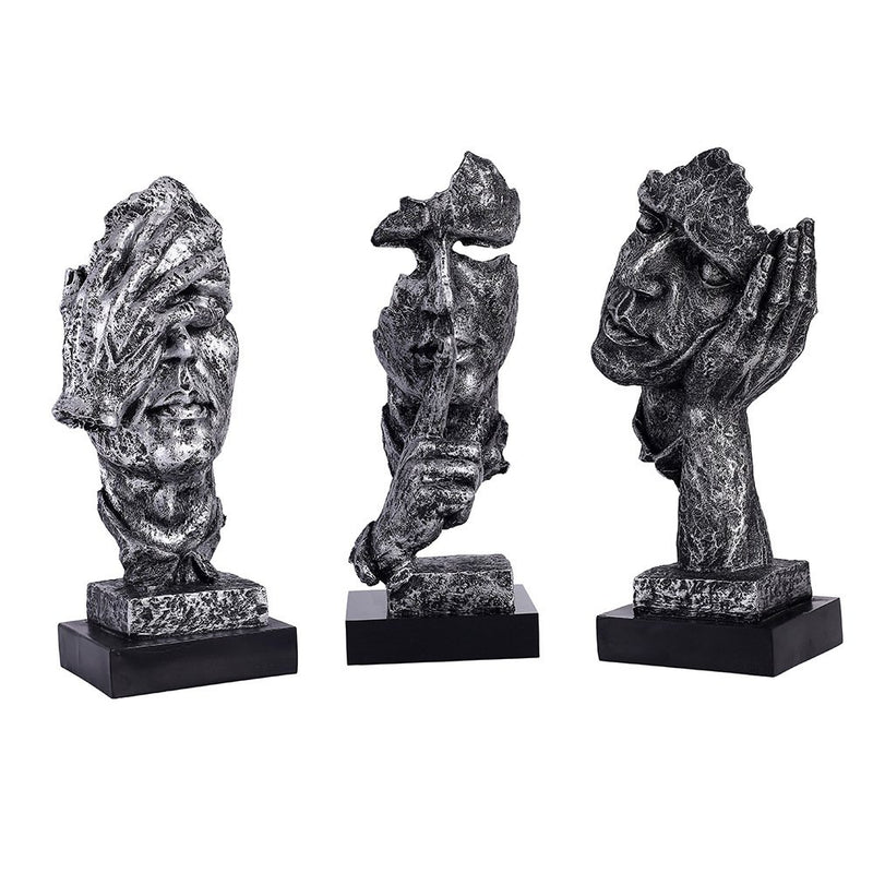 Abstract and Creative Desk Decorations The Thinker Statue, Hand & Face Statues and Sculptures for Home Living Room Decor (No See Gold)