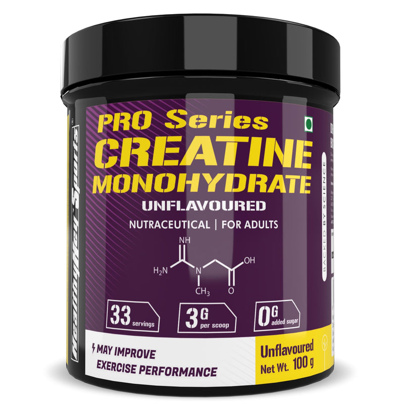 HealthyHey Sports Creatine Monohydrate powder for Muscle Building & Performance - 33 Servings (Unflavoured, 100gm)