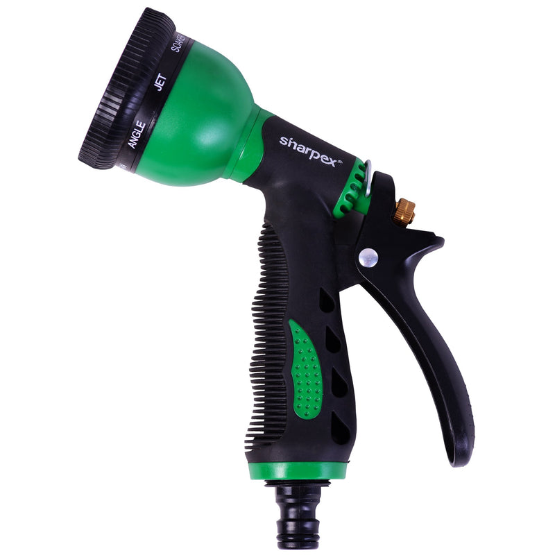 Sharpex Water Spray Gun for Garden Hose Nozzle, Lawn, Pet Cleaning, Car Washer, Bike Washing Spray Gun - Heavy Duty Multi Adjustable High Pressure Water Sprayer Gun (Green)