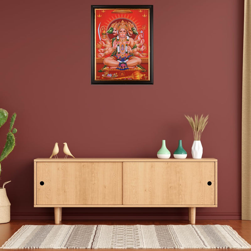 INSPIRING BRUSH Panchmukhi Hanuman Photo Frame, Vastu Painting (14 Inch x 11 Inch)