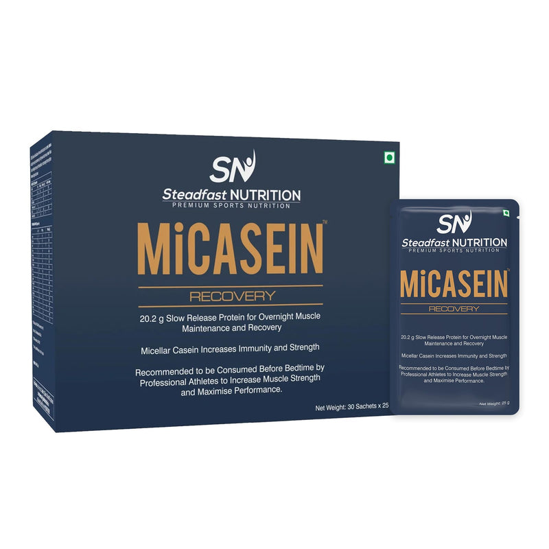 Steadfast Nutrition MiCasein | Micellar Casein Protein Powder| Slow-Release for Muscle Growth & Recovery | Unflavoured | 750g Box of 30 Sachets