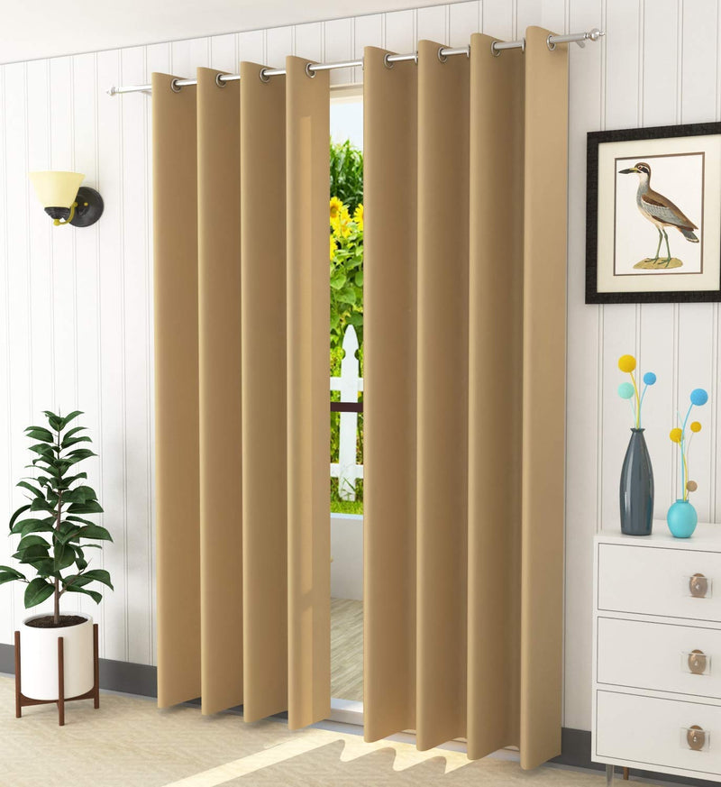 AM Creation Premium Heavy Fabric 100% Blackout Curtains for Living Room | Bedroom | Hall- Size Long Door 9 Feet Set of 2 - Golden