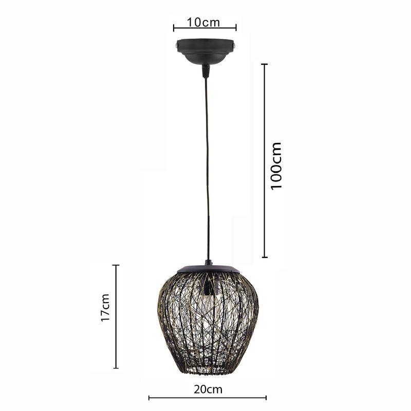 Homesake Hanging Light, Home Decor Items Wire Mesh, Ceiling Light (Black) Pack of 1