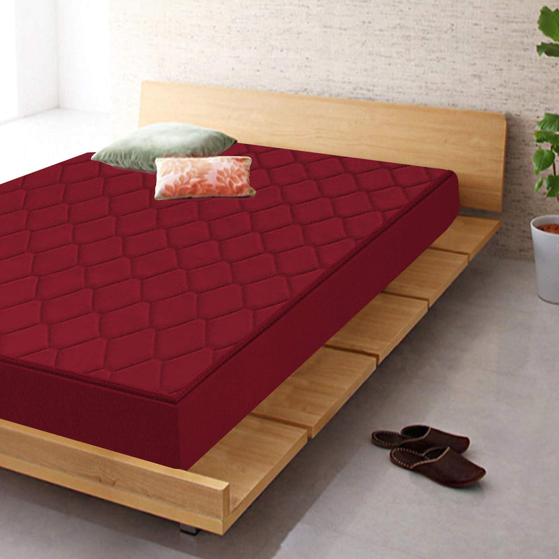 Coirfit 5 Inch Single Size Foam Mattress (Maroon, 78x36x5)