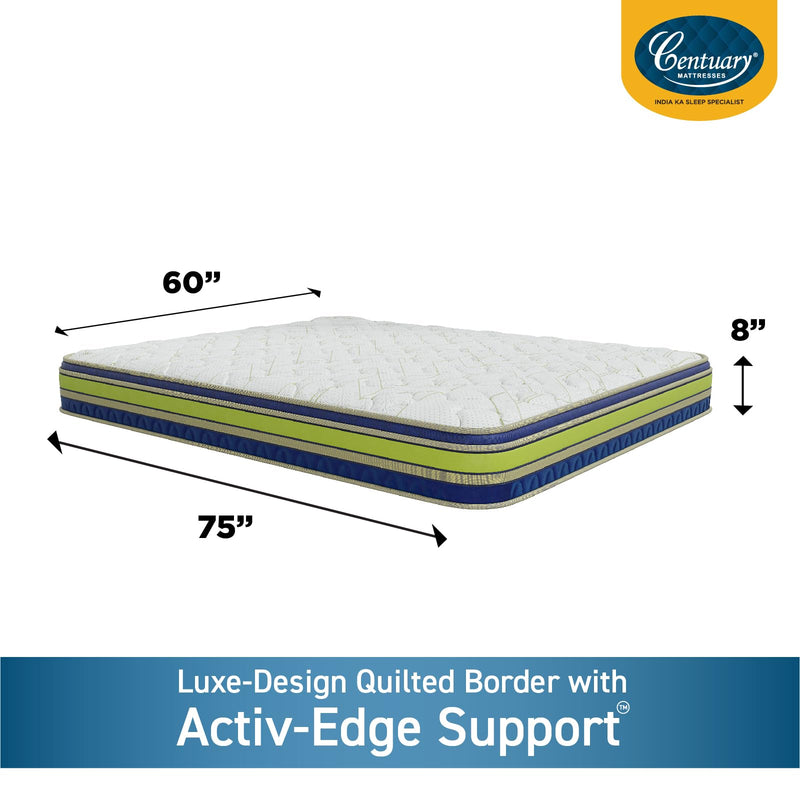 Centuary Mattresses Q-Gel Luxury 8-Inch Queen Size Bed Mattress|Soft Firm with CuSense Technology Cooling Copper Crystal Memory Foam Mattresses|Luxurious EuroTop Finish|7 Yrs Warranty|75x60x8 Inches