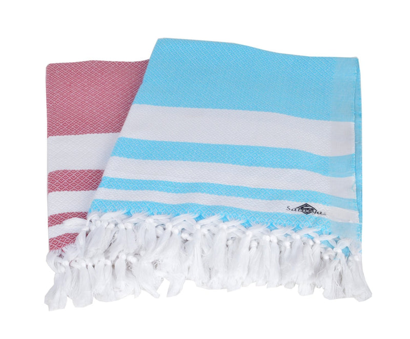 Sathiyas Supreme Turkish Cotton Bath Towel-2pcs Combo (Brown || Blue)