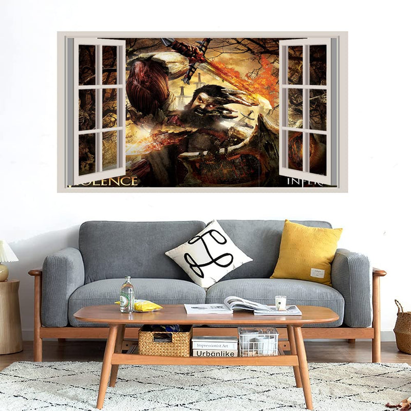 GADGETS WRAP Printed Wall Decal Sticker Fake Window Style Decal (90cm x 50cm) - Violence Dante's Inferno