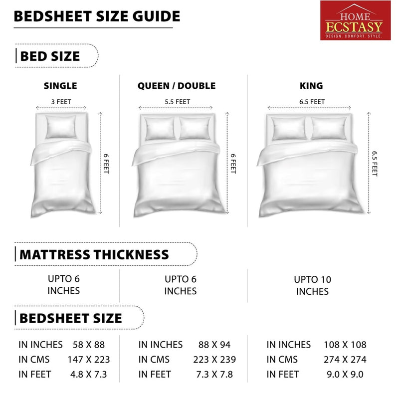 Home Ecstasy 100% Cotton Fitted Bedsheet for King Bed, 140 TC, 1 Bed Sheet (Size 72 x 78 inches + 12 inches Pocket) with 2 Pillow Covers, Red