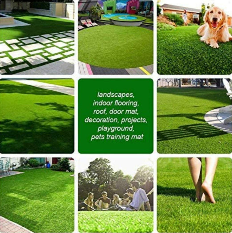 Comfy Home Artificial Grass Carpet (Natural Green)