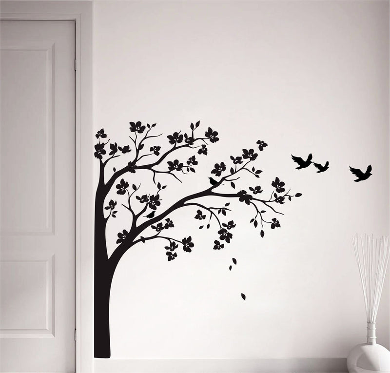 HS DECOR Abstract Trees Leaves Wall Sticker PVC Vinyl Black Wall Stickers for Room Decoration