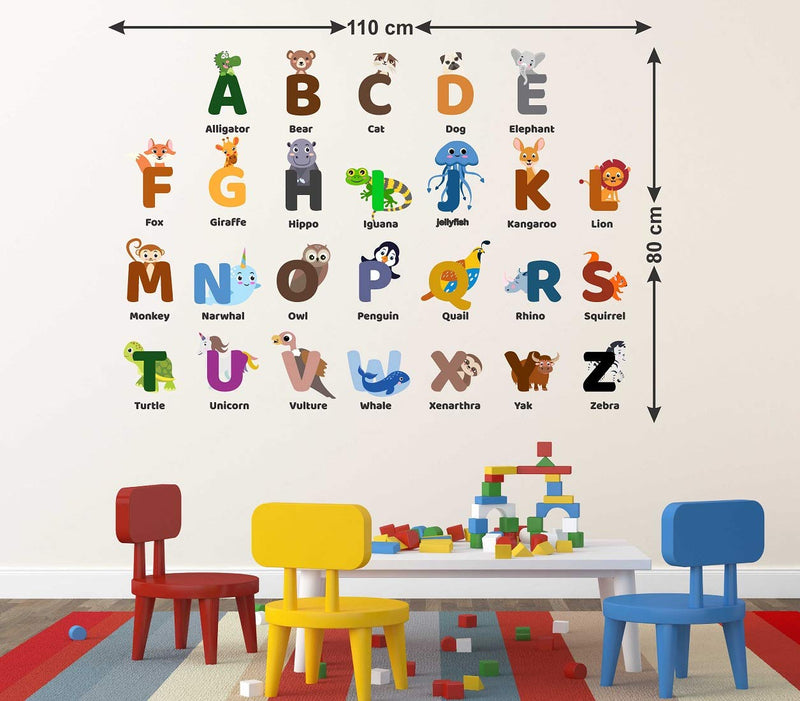 Tuffuk Kids Alphabets Multi Extra Large PVC Vinyl Wallsticker for Home Decorations(80 cm x 110 cm)6TZ100