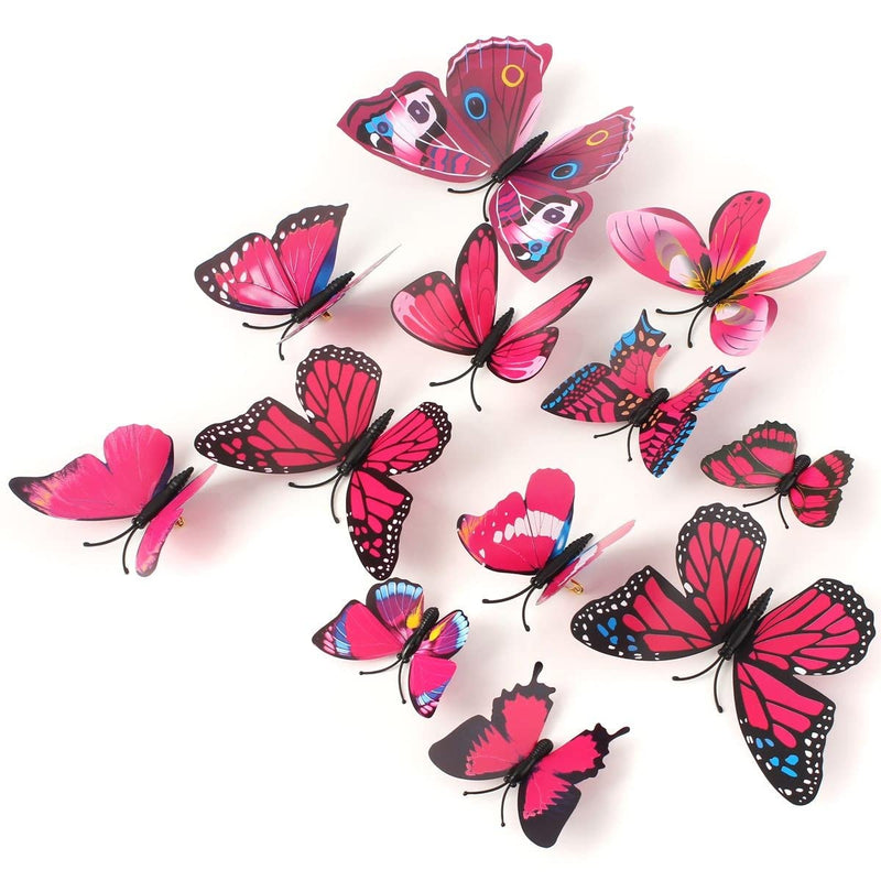 Rangoli Plastic 3D Butterfly Magnet 13 or 15cm Purple with Magnet Pack of 12