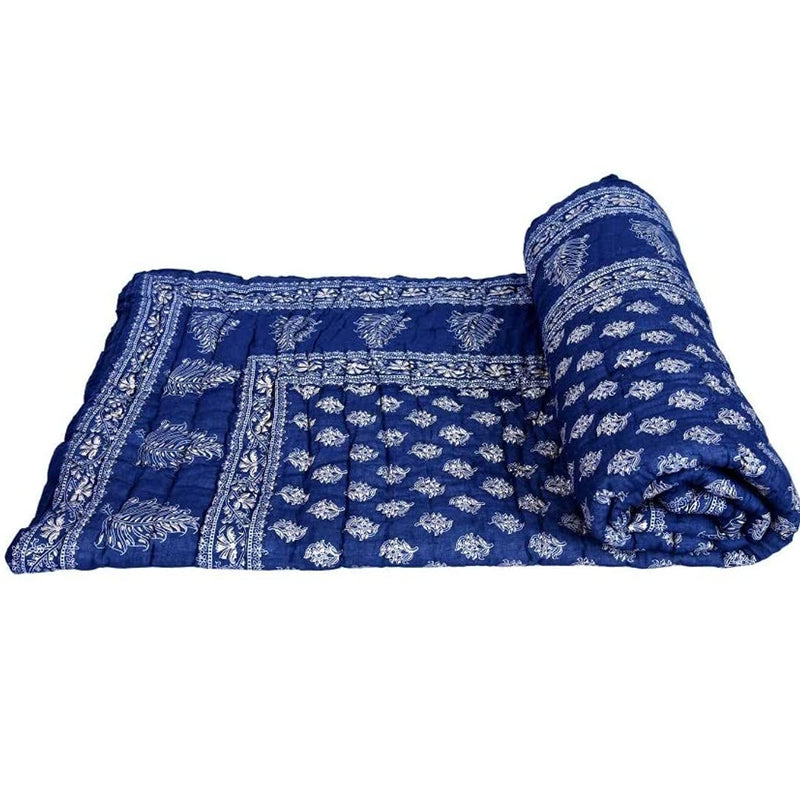 THROW KING Rajasthani and Cotton Jaipuri Print with Floral Design Jaipuri razai/Rajai/Quilts/Blanket (Single Bed)