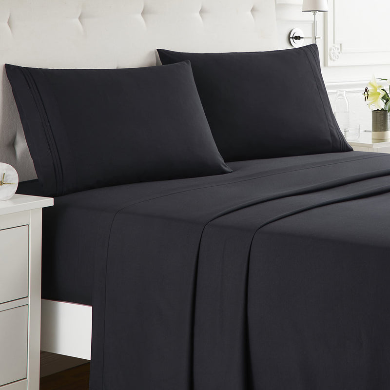 California King , Black : Bed Sheet Bedding Set, 100% Soft Brushed Microfiber with Deep Pocket Fitted Sheet - CAL KING - BLACK - 1800 Luxury Bedding Collection, Hypoallergenic & Wrinkle Free Bedroom Linen Set