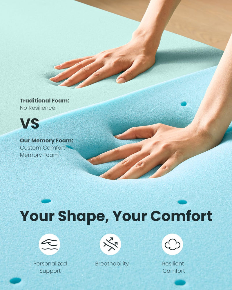 Dreamsmith 3-inch Gel Memory Foam Mattress Topper, Cooling Mattress Topper, Soft Mattress Topper with Removable Machine Washable Cover, Full Zipper, Adjustable Straps, Twin XL