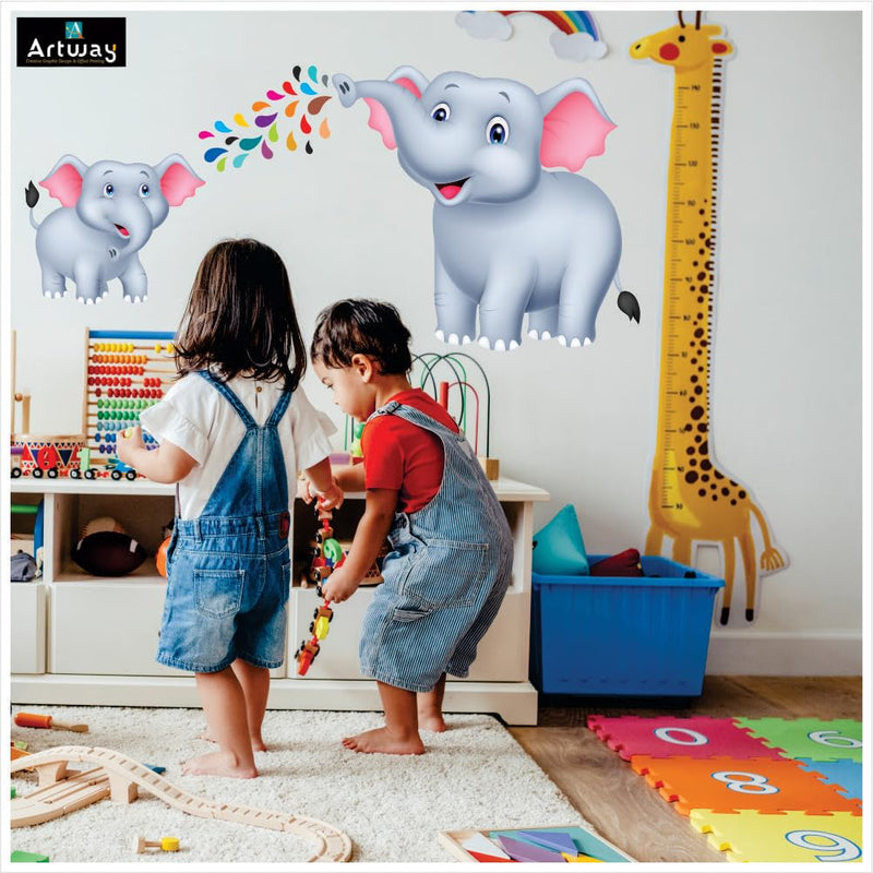 Artway Home Decor 3D Elephant Wall Sticker for Kids Living Room (Vinyl, Multicolour, 62 x 45 cm)…