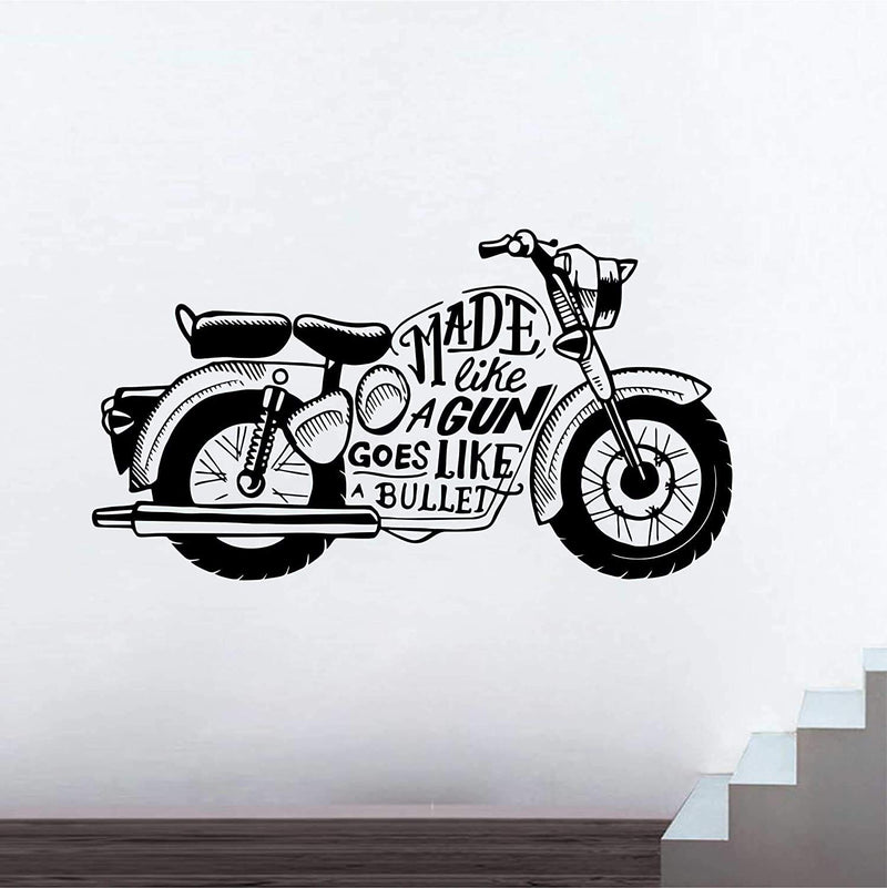 Asmi Collections Vinyl Bullet Motorbike Motivational Wall Stickers (Black, 50 x 90 cm)