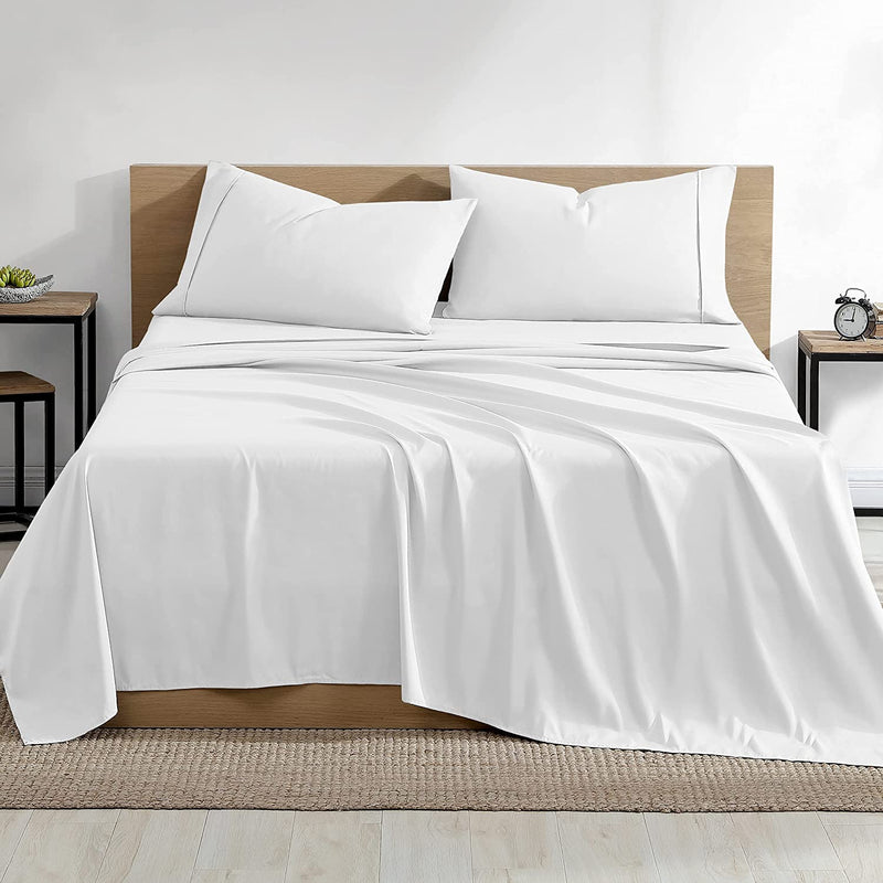 YRM Bedding's 600-TC Egyptian Cotton Double Bed Hotel Bedsheet with Pillow Covers (White)